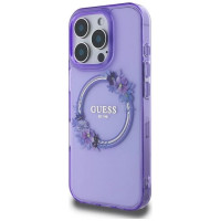 Guess IML Flowers Wreath MagSafe iPhone 16 Pro Case - Purple