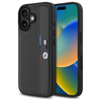 BMW M Perforated Tricolor Detail Line iPhone 16 Case - Dark Gray