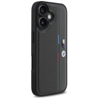 BMW M Perforated Tricolor Detail Line iPhone 16 Case - Dark Gray