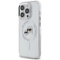 Karl Lagerfeld IML Metal Karl & Choupette Head MagSafe iPhone 14 Pro Case - White