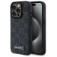Karl Lagerfeld Leather Monogram Metal Logo MagSafe iPhone 15 Pro Case - Black