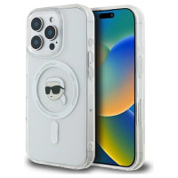 Karl Lagerfeld IML Metal Karl Head MagSafe Case for iPhone 16 Pro - White