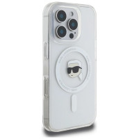 Karl Lagerfeld IML Metal Karl Head MagSafe Case for iPhone 16 Pro - White