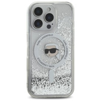 Karl Lagerfeld Liquid Glitter Karl Head Magsafe Case for iPhone 16 Pro - Clear