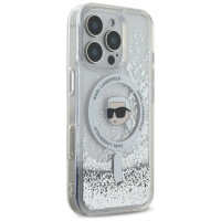 Karl Lagerfeld Liquid Glitter Karl Head Magsafe Case for iPhone 16 Pro - Clear