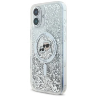 Karl Lagerfeld Liquid Glitter Karl&Choupette Head Magsafe iPhone 16 Case - Clear