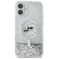Karl Lagerfeld Liquid Glitter Karl&Choupette Head Magsafe iPhone 16 Case - Clear