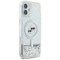 Karl Lagerfeld Liquid Glitter Karl&Choupette Head Magsafe iPhone 16 Case - Clear