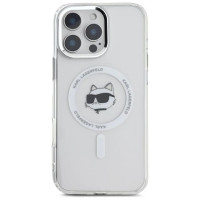 Karl Lagerfeld IML Metal Choupette Head MagSafe Case for iPhone 16 Pro Max - White