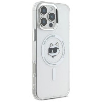 Karl Lagerfeld IML Metal Choupette Head MagSafe Case for iPhone 16 Pro Max - White
