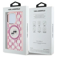 Karl Lagerfeld IML Monogram Karl & Choupette Head MagSafe Case for iPhone 15 Pro Max - Pink
