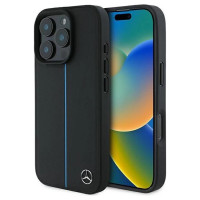 Mercedes MB Blue Line Leather MagSafe iPhone 16 Pro Case - Black