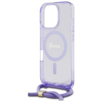 Guess Crossbody Cord Script MagSafe Case for iPhone 16 Pro Max - Purple