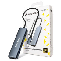 Wozinsky USB-C 6 in 1 Hub Wozinsky WHBC10Y4S Multifunctional, Aluminum, with 25 cm Cable - Gray