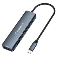 Wozinsky USB-C 6 in 1 Hub Wozinsky WHBC10Y4S Multifunctional, Aluminum, with 25 cm Cable - Gray
