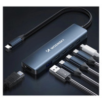 Wozinsky USB-C 6 in 1 Hub Wozinsky WHBC10Y4S Multifunctional, Aluminum, with 25 cm Cable - Gray