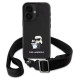 Karl Lagerfeld Saffiano Karl&Choupette Metal Pin CBDY Strap iPhone 16 Case - Black