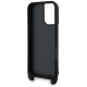 Karl Lagerfeld Saffiano Karl&Choupette Metal Pin CBDY Strap iPhone 16 Case - Black