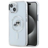 Karl Lagerfeld IML Metal Karl&Choupette Head MagSafe iPhone 14 Case - White
