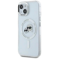 Karl Lagerfeld IML Metal Karl&Choupette Head MagSafe iPhone 14 Case - White