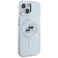 Karl Lagerfeld IML Metal Karl&Choupette Head MagSafe iPhone 14 Case - White
