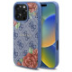 Guess 4G Flowers Print MagSafe case for iPhone 16 Pro - blue
