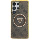 Guess 4G Glitter Triangle Buttons MagSafe Case for Samsung Galaxy S25 Ultra Brown