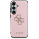Guess Grained Big 4G Logo Small Classic Logo case for Samsung Galaxy S25 Plus pink