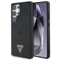 Guess Grained Hot Stamp Peony Pattern Triangle Logo MagSafe Case for Samsung Galaxy S25 Ultra Black