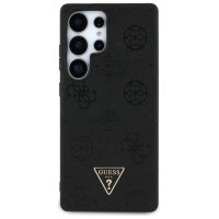 Guess Grained Hot Stamp Peony Pattern Triangle Logo MagSafe Case for Samsung Galaxy S25 Ultra Black