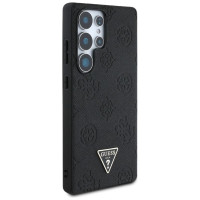 Guess Grained Hot Stamp Peony Pattern Triangle Logo MagSafe Case for Samsung Galaxy S25 Ultra Black