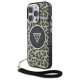 Guess HC IML Leopard Triangle Cord Strap MagSafe Case for iPhone 16 Pro - Brown