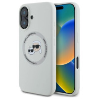 Karl Lagerfeld Silicone Double Heads And Circle MagSafe case for iPhone 16 beige