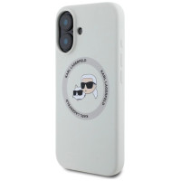 Karl Lagerfeld Silicone Double Heads And Circle MagSafe case for iPhone 16 beige