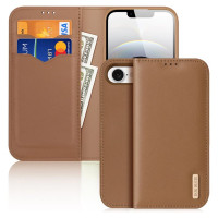 Dux Ducis Hivo iPhone 16e Case with Flip and RFID Protection - Brown