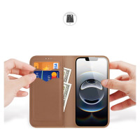 Dux Ducis Hivo iPhone 16e Case with Flip and RFID Protection - Brown