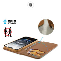 Dux Ducis Hivo iPhone 16e Case with Flip and RFID Protection - Brown