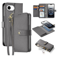 Dux Ducis Lawa iPhone 16e Leather Case with Detachable Magnetic Wallet - Gray