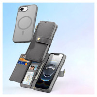 Dux Ducis Lawa iPhone 16e Leather Case with Detachable Magnetic Wallet - Gray