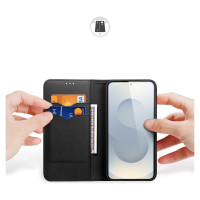 Dux Ducis Hivo Samsung Galaxy S25 Edge Case with Flip and RFID Protection - Black