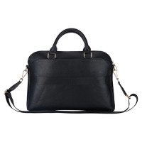 Guess Grained Zipper Pocket Triangle Logo 15" Laptop Bag - Black