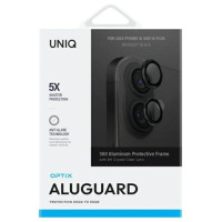 Uniq Optix Aluminum Camera Lens Protector iPhone 16 / 16 Plus with applicator - black