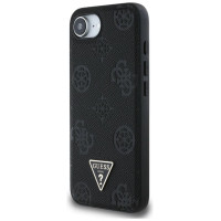 Guess Grained Hot Stamp Peony Triangle Logo MagSafe Case for iPhone 16e - Black