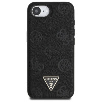 Guess Grained Hot Stamp Peony Triangle Logo MagSafe Case for iPhone 16e - Black