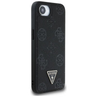 Guess Grained Hot Stamp Peony Triangle Logo MagSafe Case for iPhone 16e - Black