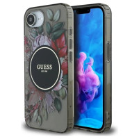 Guess IML Flowers MagSafe iPhone 16e Case - Black