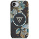 Guess IML Metal Glitter Flowers Triangle MagSafe case for iPhone 16e - black