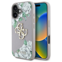 Guess Grained Roses Big 4G Logo iPhone 16 Case - Purple
