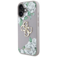 Guess Grained Roses Big 4G Logo iPhone 16 Case - Purple