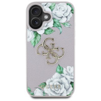 Guess Grained Roses Big 4G Logo iPhone 16 Case - Purple